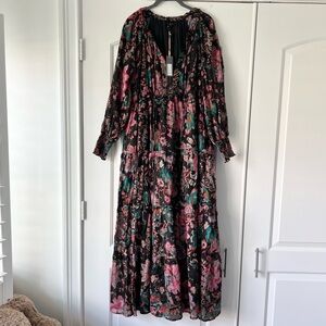 NWT House of Harlow 1960 Maxi Long Dress Floral Lillie Black Q